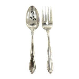 Oneida Stainless Chatelaine Slotted Serving Spoon and Cold Meat Serving Fork Lot